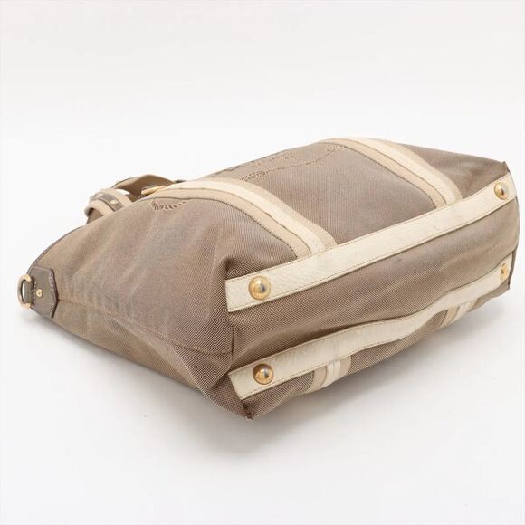 Prada Logo Jacquard 2WAY Tote Bag Crossbody Shoulder Beige Business Commuting - Picture 4 of 11
